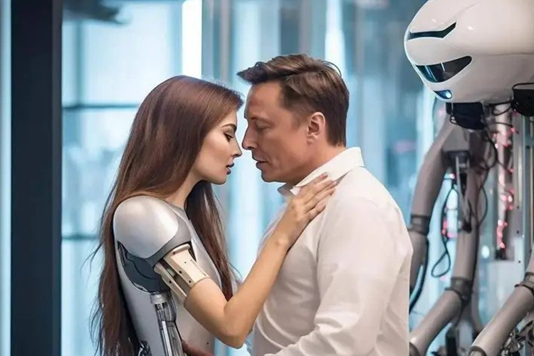 elon musk AI robot kiss